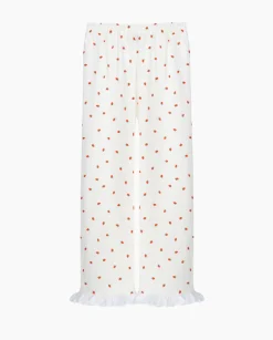Lniane spodnie z printem Puff Strawberries