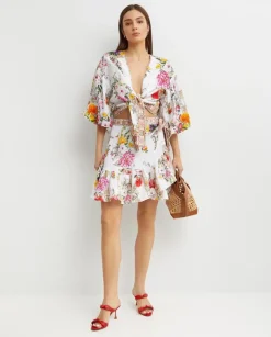 Lniany top w kwiaty