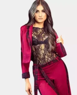 Marynarka z koronką Burgundy Elegance