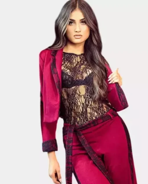 Marynarka z koronką Burgundy Elegance