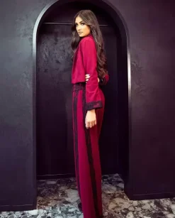 Marynarka z koronką Burgundy Elegance