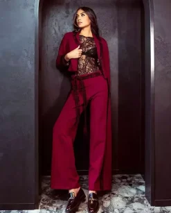 Marynarka z koronką Burgundy Elegance