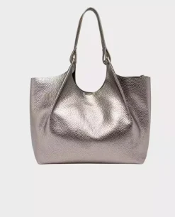 Metaliczna torebka shopper ze skóry Dua