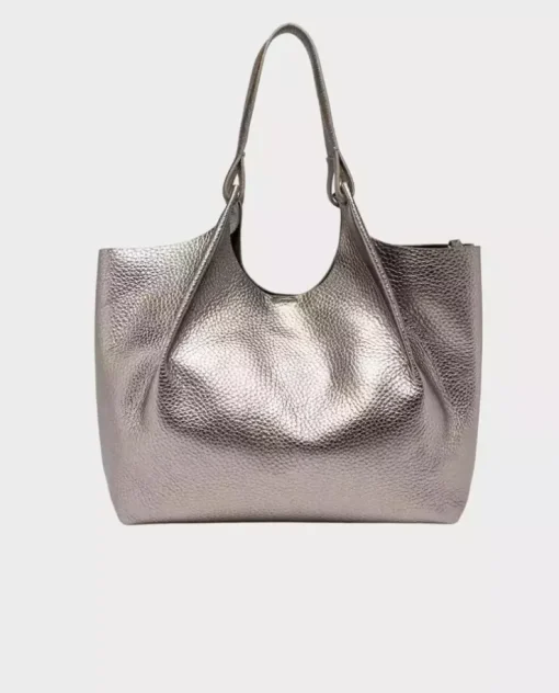 Metaliczna torebka shopper ze skóry Dua