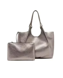 Metaliczna torebka shopper ze skóry Dua