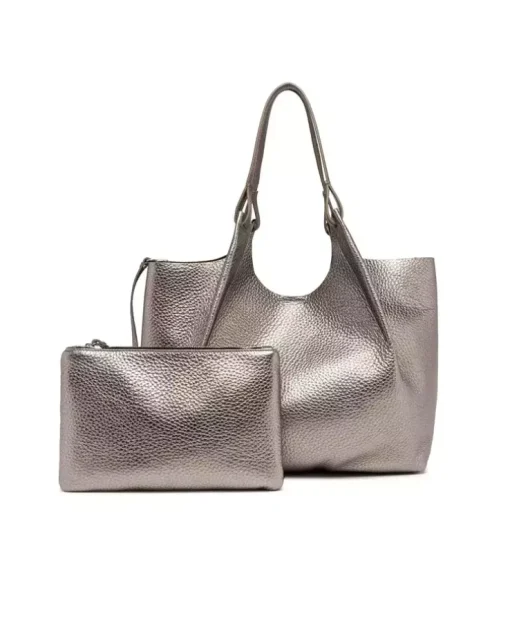 Metaliczna torebka shopper ze skóry Dua
