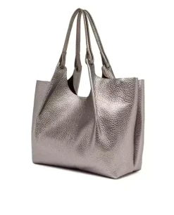 Metaliczna torebka shopper ze skóry Dua