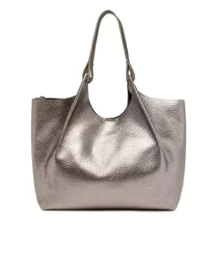Metaliczna torebka shopper ze skóry Dua