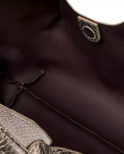 Metaliczna torebka shopper ze skóry Dua