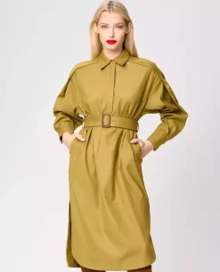 Midi sukienka khaki z paskiem Barbara