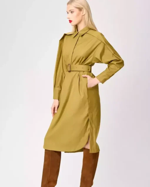 Midi sukienka khaki z paskiem Barbara