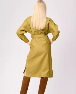 Midi sukienka khaki z paskiem Barbara