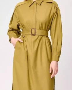 Midi sukienka khaki z paskiem Barbara