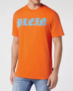 Neonowo pomarańczowa koszulka z logo Gothic