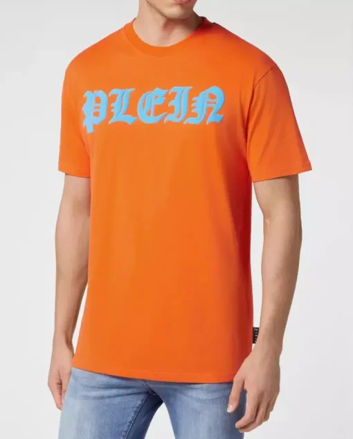 Neonowo pomarańczowa koszulka z logo Gothic
