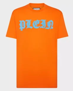 Neonowo pomarańczowa koszulka z logo Gothic