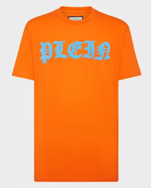 Neonowo pomarańczowa koszulka z logo Gothic