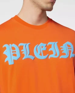 Neonowo pomarańczowa koszulka z logo Gothic