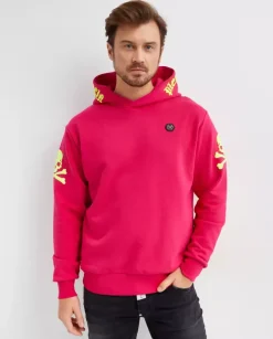 Neonowo różowa bluza z kapturem Skull&Bones