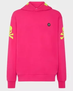 Neonowo różowa bluza z kapturem Skull&Bones