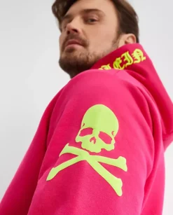 Neonowo różowa bluza z kapturem Skull&Bones