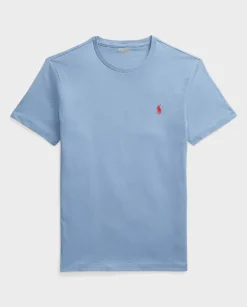 Niebieska bawełniana koszulka Slim Fit