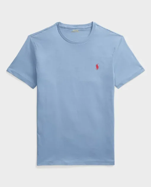 Niebieska bawełniana koszulka Slim Fit