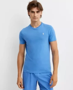 Niebieska bawełniana koszulka Slim Fit