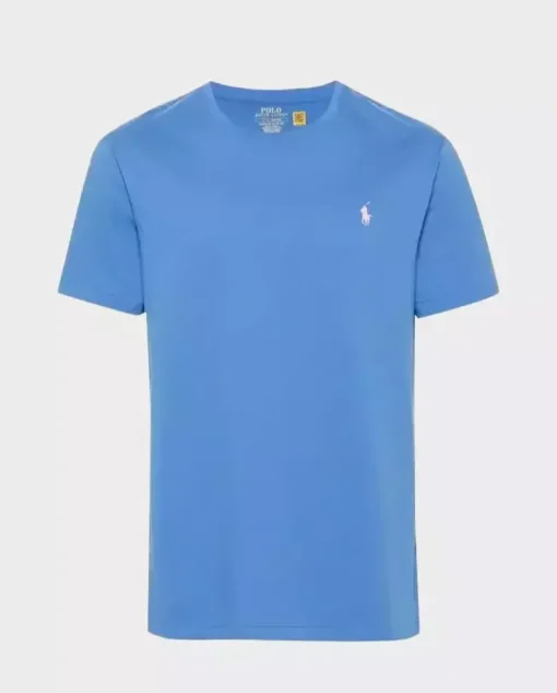 Niebieska bawełniana koszulka Slim Fit