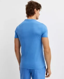 Niebieska bawełniana koszulka Slim Fit