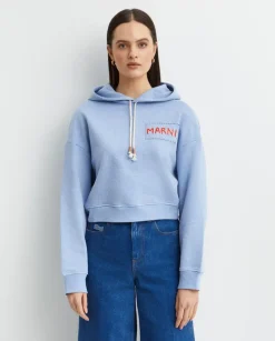 Niebieska bluza z kapturem