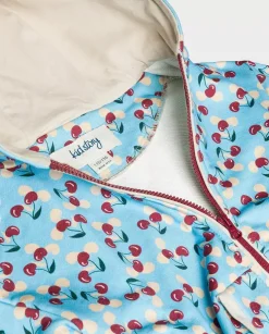 Niebieska bluza z kapturem w wisienki