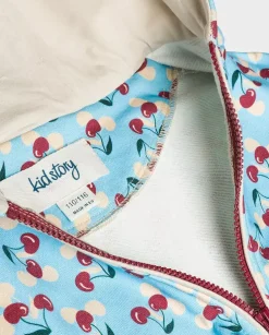 Niebieska bluza z kapturem w wisienki