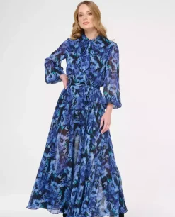 Niebieska boho sukienka w kwiaty Elmira