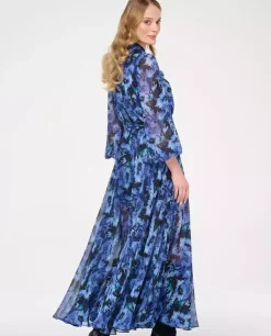 Niebieska boho sukienka w kwiaty Elmira