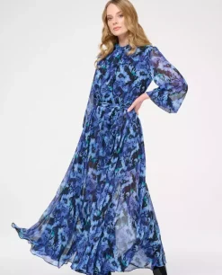 Niebieska boho sukienka w kwiaty Elmira