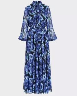 Niebieska boho sukienka w kwiaty Elmira