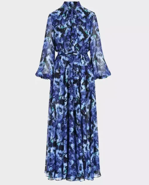 Niebieska boho sukienka w kwiaty Elmira