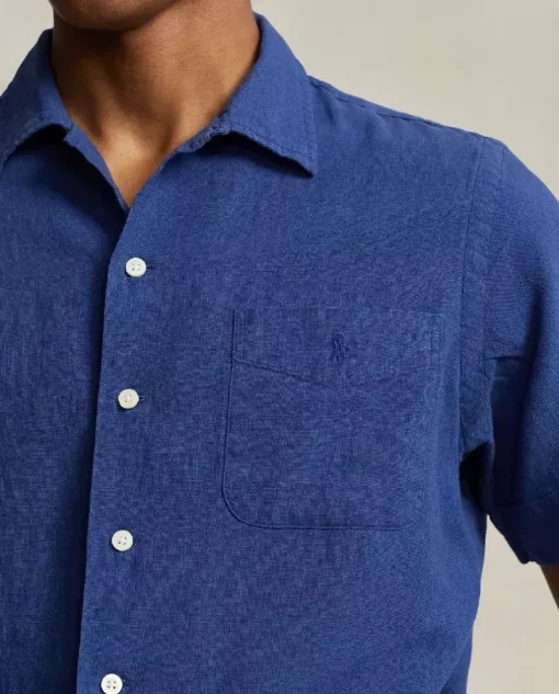 Niebieska koszula z krótkim rękawem Classic Fit