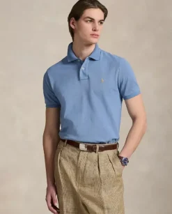 Niebieska koszulka polo Custom Slim Fit