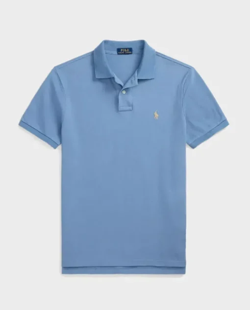 Niebieska koszulka polo Custom Slim Fit
