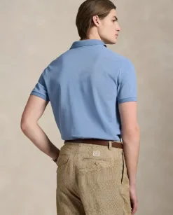 Niebieska koszulka polo Custom Slim Fit