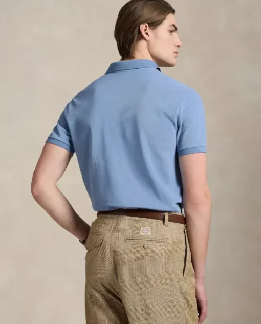 Niebieska koszulka polo Custom Slim Fit