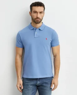 Niebieska koszulka polo Custom Slim Fit