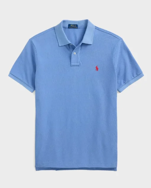 Niebieska koszulka polo Custom Slim Fit