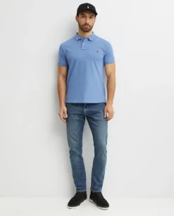 Niebieska koszulka polo Custom Slim Fit