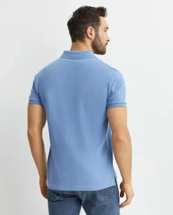 Niebieska koszulka polo Custom Slim Fit