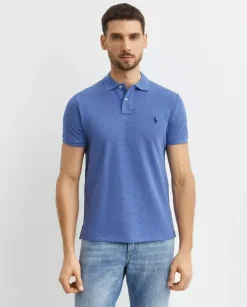 Niebieska koszulka polo Custom Slim Fit