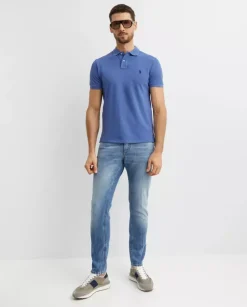 Niebieska koszulka polo Custom Slim Fit