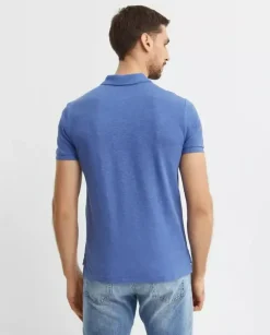 Niebieska koszulka polo Custom Slim Fit